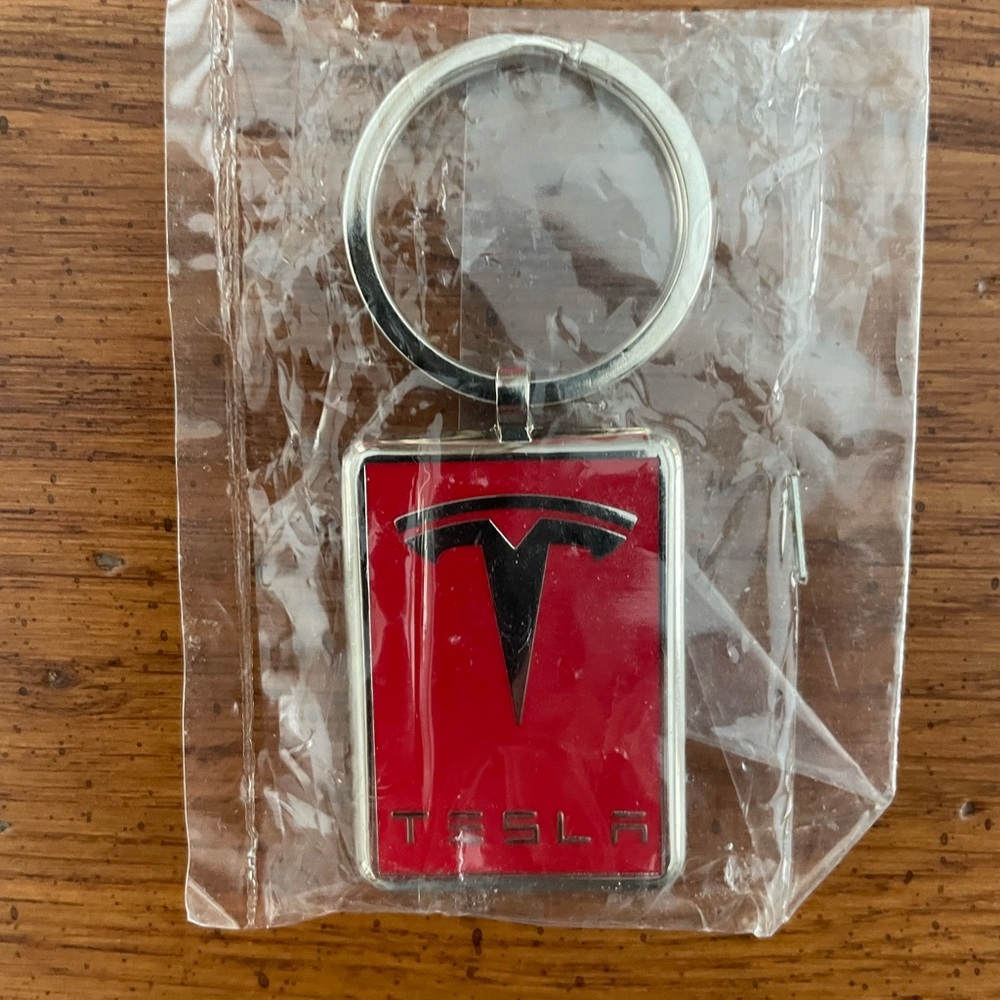 Tesla Red and Silver Keychain